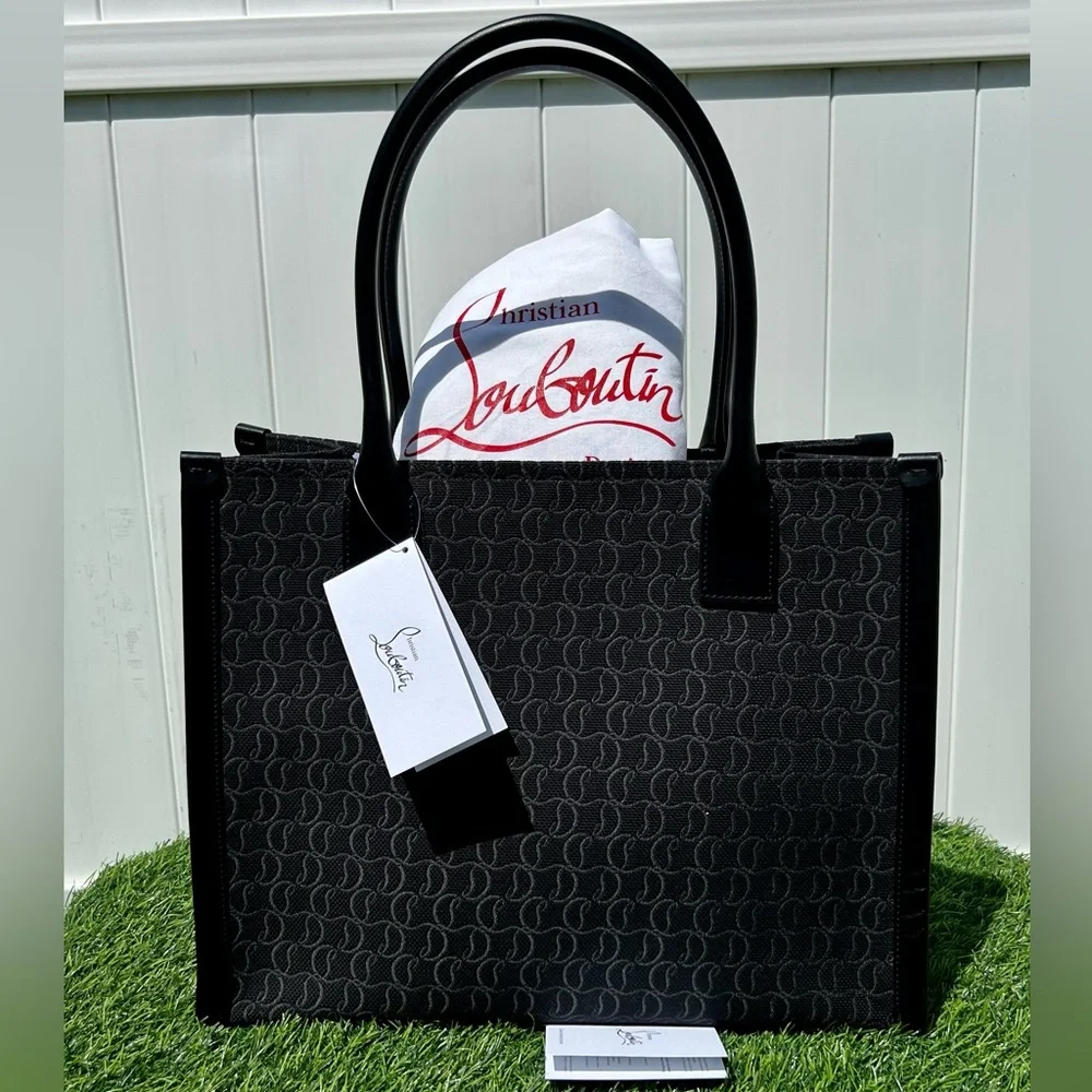 CHRISTIAN LOUBOUTIN BY MY SIDE E/W LARGE TOTE SHOULDER BAG BLACK CL MONOGRAM NEW - Picture 11 of 16